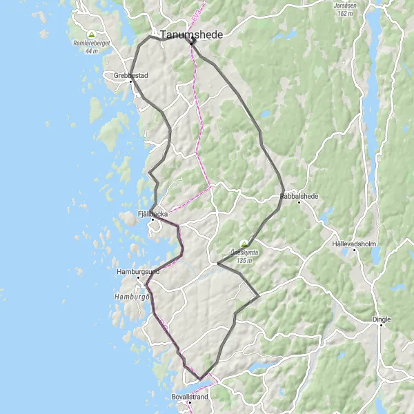 Map miniature of "The Heritage Trail" cycling inspiration in Västsverige, Sweden. Generated by Tarmacs.app cycling route planner