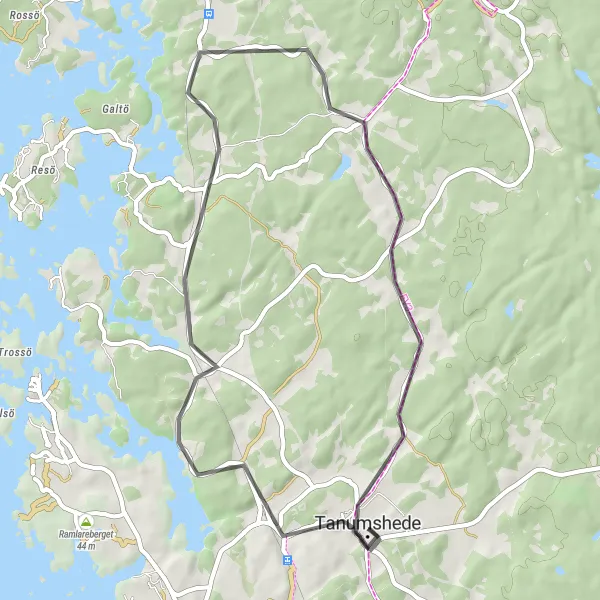 Kartminiatyr av "Sannäsberget till Lur cykeltur" cykelinspiration i Västsverige, Sweden. Genererad av Tarmacs.app cykelruttplanerare