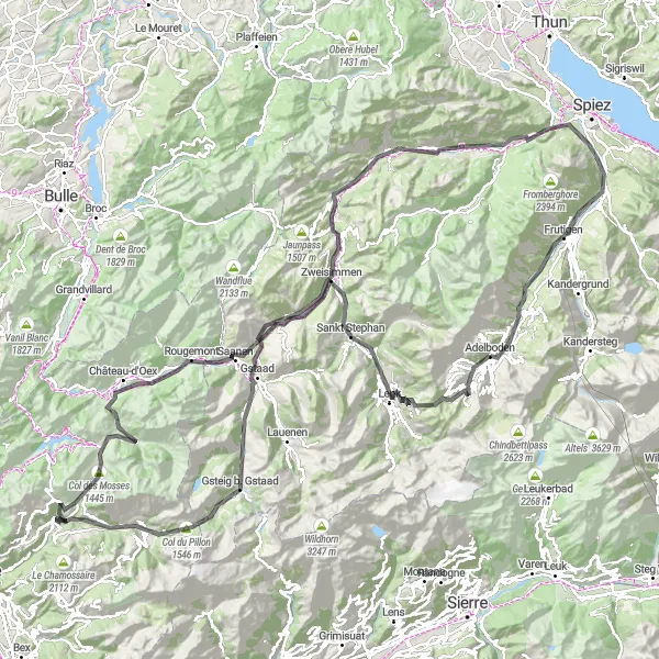 Miniaturní mapa "Adelboden - Erlenbach Loop" inspirace pro cyklisty v oblasti Espace Mittelland, Switzerland. Vytvořeno pomocí plánovače tras Tarmacs.app