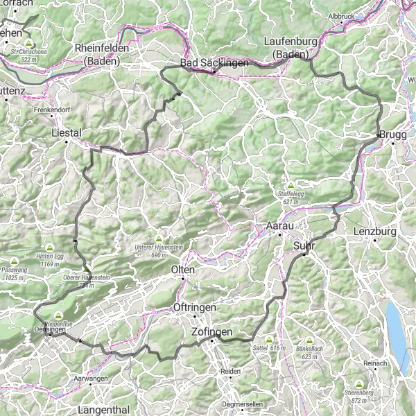 Karten-Miniaturansicht der Radinspiration "Road-Tour durch pittoreske Landschaften" in Espace Mittelland, Switzerland. Erstellt vom Tarmacs.app-Routenplaner für Radtouren