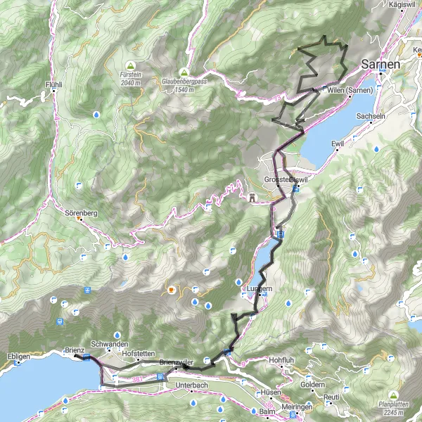 Miniaturní mapa "Panoramatická cyklotrasa Hofstetten - Brienzwiler" inspirace pro cyklisty v oblasti Espace Mittelland, Switzerland. Vytvořeno pomocí plánovače tras Tarmacs.app