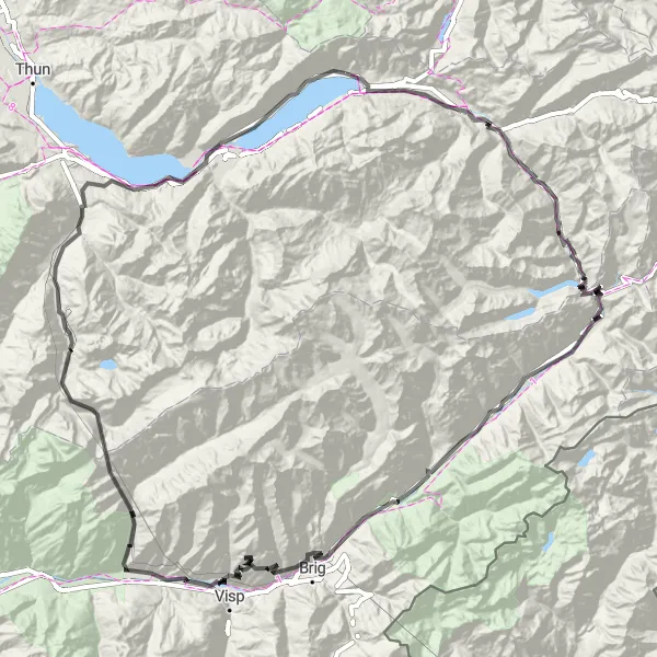 Karttaminiaatyyri "Koillisen haaste" pyöräilyinspiraatiosta alueella Espace Mittelland, Switzerland. Luotu Tarmacs.app pyöräilyreittisuunnittelijalla