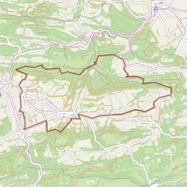 Map miniature of "Jura Gravel Tour" cycling inspiration in Espace Mittelland, Switzerland. Generated by Tarmacs.app cycling route planner