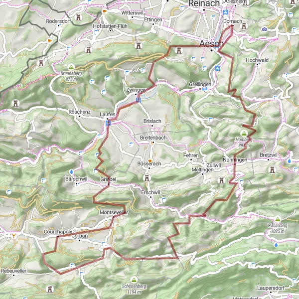 Miniatua del mapa de inspiración ciclista "Ruta de las Montañas Jurassiennes" en Espace Mittelland, Switzerland. Generado por Tarmacs.app planificador de rutas ciclistas