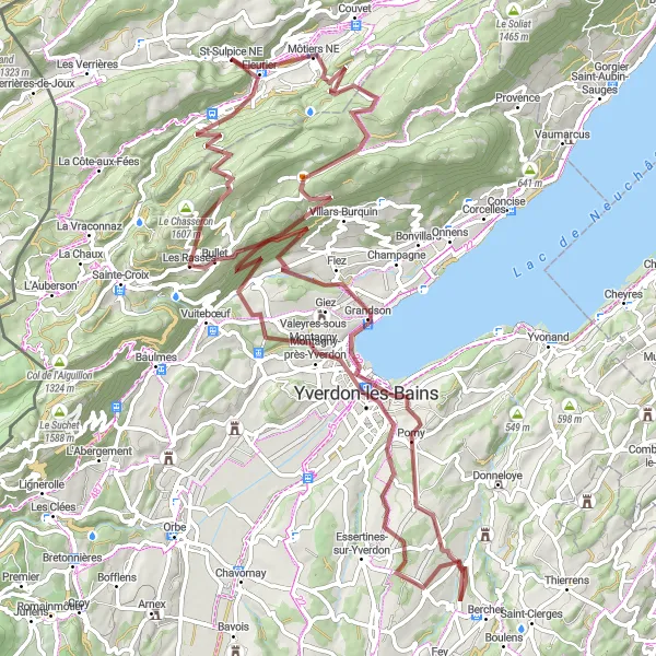 Map miniature of "Tour de la Grand'Vy Gravel Adventure" cycling inspiration in Espace Mittelland, Switzerland. Generated by Tarmacs.app cycling route planner