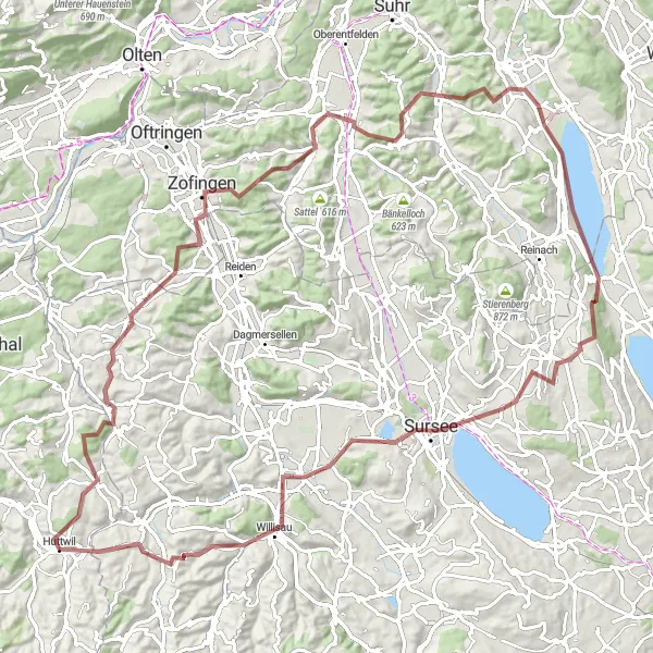 Miniature de la carte de l'inspiration cycliste "Parcours Gravel à travers les Alpes Suisses" dans la Espace Mittelland, Switzerland. Générée par le planificateur d'itinéraire cycliste Tarmacs.app