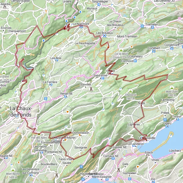 Miniatura mapy "Trasa Gravelowa przez Vieilles Femelles" - trasy rowerowej w Espace Mittelland, Switzerland. Wygenerowane przez planer tras rowerowych Tarmacs.app
