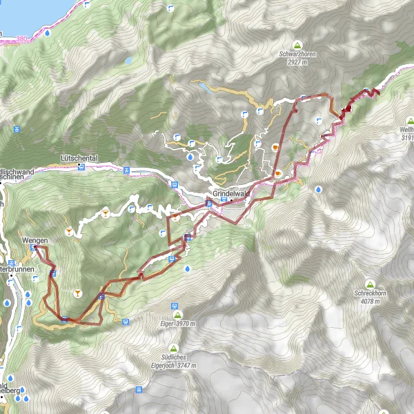 Karten-Miniaturansicht der Radinspiration "Abenteuer Eiger-Nordwand" in Espace Mittelland, Switzerland. Erstellt vom Tarmacs.app-Routenplaner für Radtouren