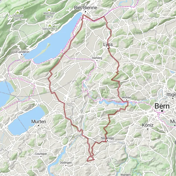 Miniatuurkaart van de fietsinspiratie "Gravelroute rond Schmitten" in Espace Mittelland, Switzerland. Gemaakt door de Tarmacs.app fietsrouteplanner