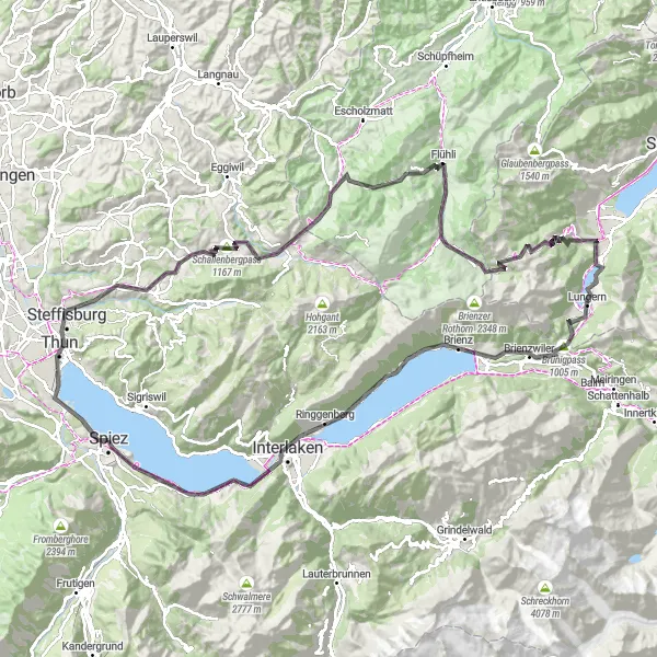 Miniatura mapy "Trasa przez Brünigpass i Sörenberg" - trasy rowerowej w Espace Mittelland, Switzerland. Wygenerowane przez planer tras rowerowych Tarmacs.app