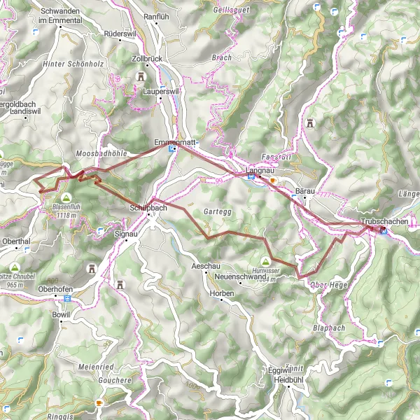 Miniatura mapy "Gravel Adventure to Blasenfluh" - trasy rowerowej w Espace Mittelland, Switzerland. Wygenerowane przez planer tras rowerowych Tarmacs.app