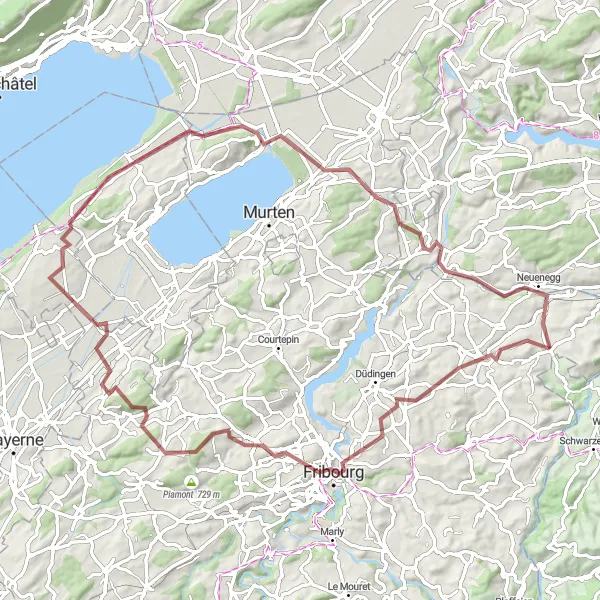 Map miniature of "Scenic Gravel Journey" cycling inspiration in Espace Mittelland, Switzerland. Generated by Tarmacs.app cycling route planner