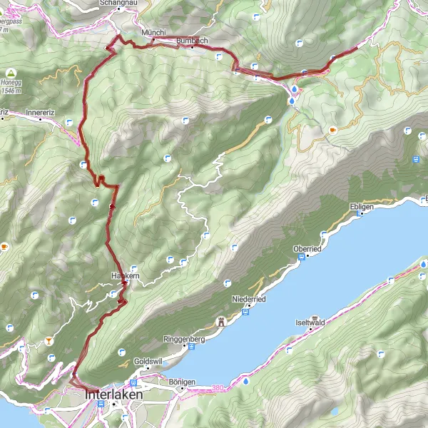 Mapa miniatúra "Cyklistická trasa Grünenbergpass" cyklistická inšpirácia v Espace Mittelland, Switzerland. Vygenerované cyklistickým plánovačom trás Tarmacs.app