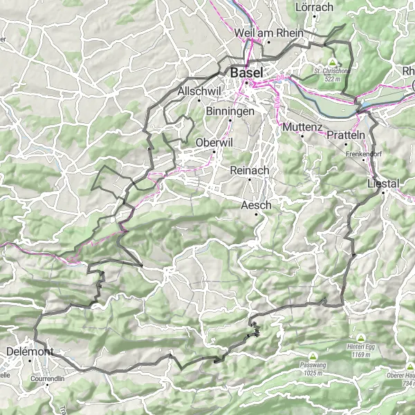 Map miniature of "The Ultimate Road Cycling Experience" cycling inspiration in Espace Mittelland, Switzerland. Generated by Tarmacs.app cycling route planner