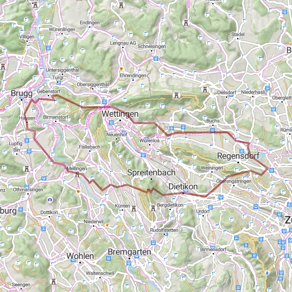 Miniaturekort af cykelinspirationen "Panoramisk Udsigt over Søen og Landskabet" i Nordwestschweiz, Switzerland. Genereret af Tarmacs.app cykelruteplanlægger