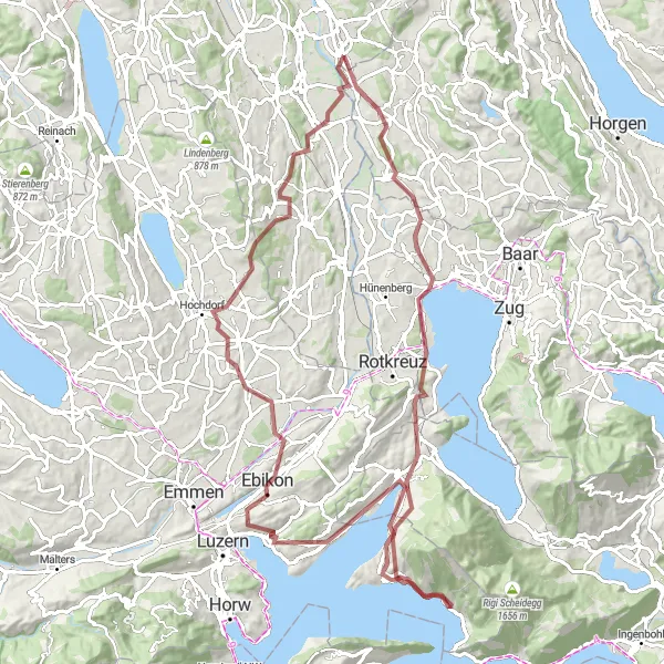 Karten-Miniaturansicht der Radinspiration "Epic Gravel Tour von Maschwanden nach Benzenschwil" in Nordwestschweiz, Switzerland. Erstellt vom Tarmacs.app-Routenplaner für Radtouren