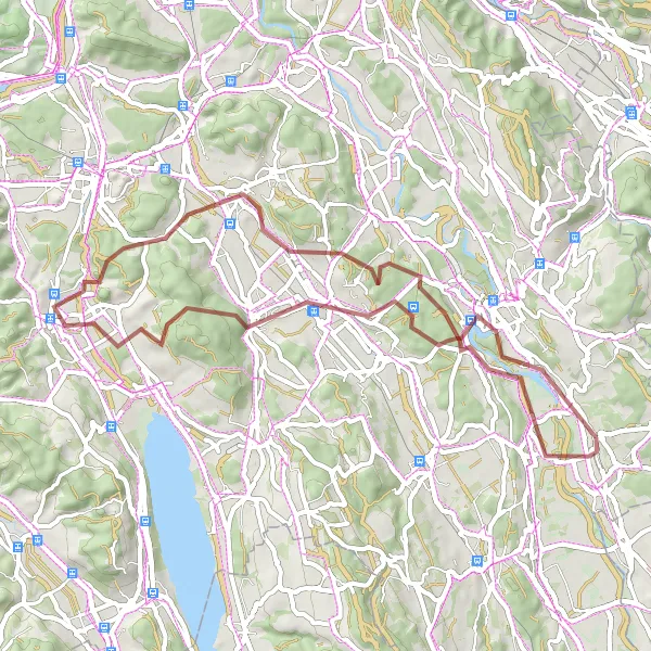 Karttaminiaatyyri "Hermetschwil-Staffelnin pyöräreitti Jonenin läheisyydestä" pyöräilyinspiraatiosta alueella Nordwestschweiz, Switzerland. Luotu Tarmacs.app pyöräilyreittisuunnittelijalla