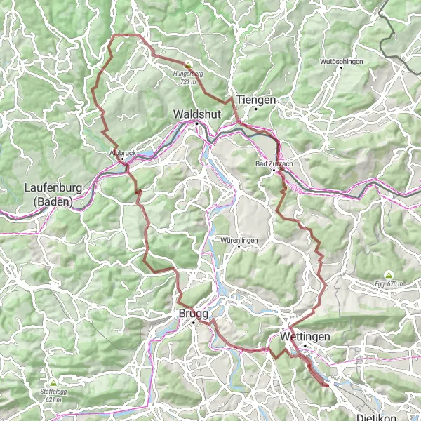 Karten-Miniaturansicht der Radinspiration "Rauf und runter: Gravelabenteuer pur" in Nordwestschweiz, Switzerland. Erstellt vom Tarmacs.app-Routenplaner für Radtouren