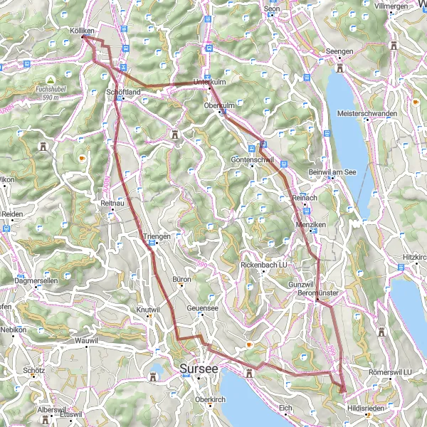 Miniatua del mapa de inspiración ciclista "Ruta de Grava Bööler Passhöchi" en Nordwestschweiz, Switzerland. Generado por Tarmacs.app planificador de rutas ciclistas