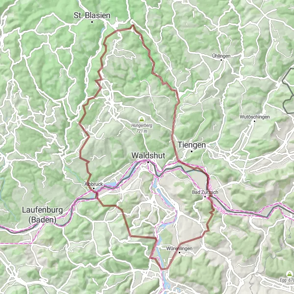 Kartminiatyr av "Grusvägsäventyret" cykelinspiration i Nordwestschweiz, Switzerland. Genererad av Tarmacs.app cykelruttplanerare