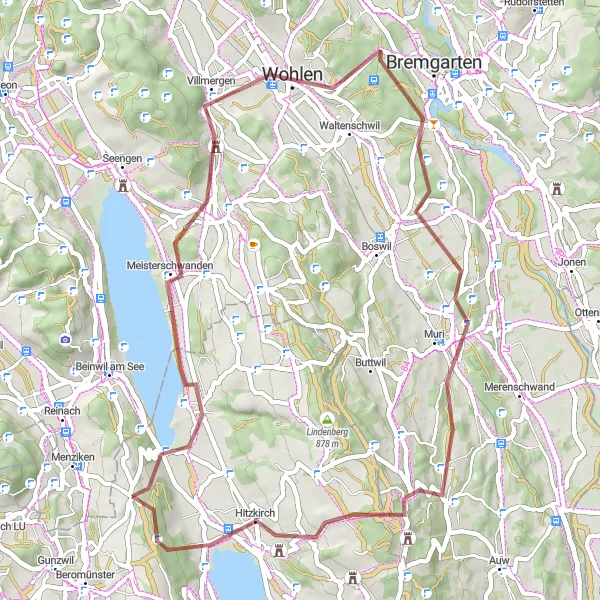 Miniatura della mappa di ispirazione al ciclismo "Sentiero dei tesori nascosti" nella regione di Nordwestschweiz, Switzerland. Generata da Tarmacs.app, pianificatore di rotte ciclistiche
