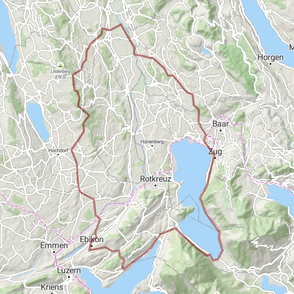 Karten-Miniaturansicht der Radinspiration "Küssnacht Gravel Tour" in Nordwestschweiz, Switzerland. Erstellt vom Tarmacs.app-Routenplaner für Radtouren