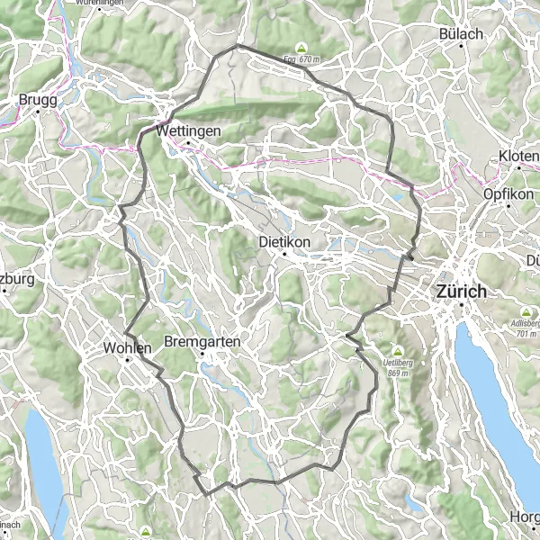 Karten-Miniaturansicht der Radinspiration "Baldegg Road Tour" in Nordwestschweiz, Switzerland. Erstellt vom Tarmacs.app-Routenplaner für Radtouren