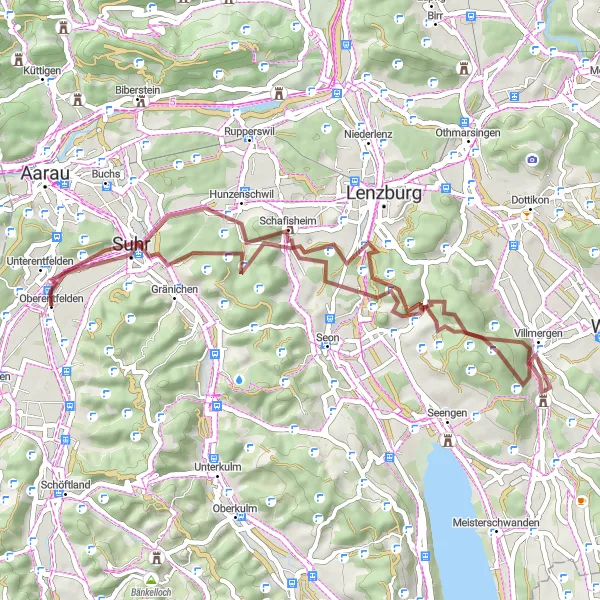 Karten-Miniaturansicht der Radinspiration "Panoramablicke entlang der Gravelstrecke" in Nordwestschweiz, Switzerland. Erstellt vom Tarmacs.app-Routenplaner für Radtouren