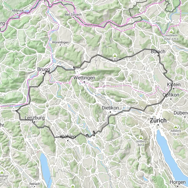 Karttaminiaatyyri "Rupperswil - Staufberg" pyöräilyinspiraatiosta alueella Nordwestschweiz, Switzerland. Luotu Tarmacs.app pyöräilyreittisuunnittelijalla