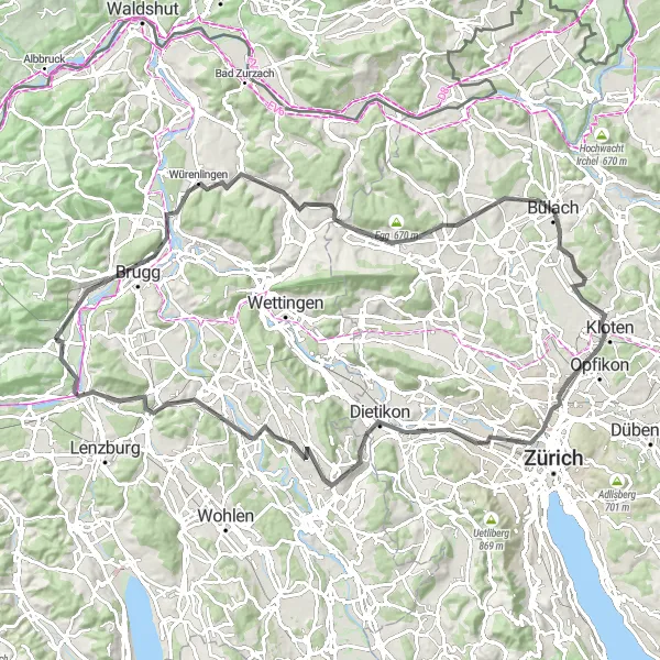 Miniatura della mappa di ispirazione al ciclismo "Avventura Stradale" nella regione di Nordwestschweiz, Switzerland. Generata da Tarmacs.app, pianificatore di rotte ciclistiche