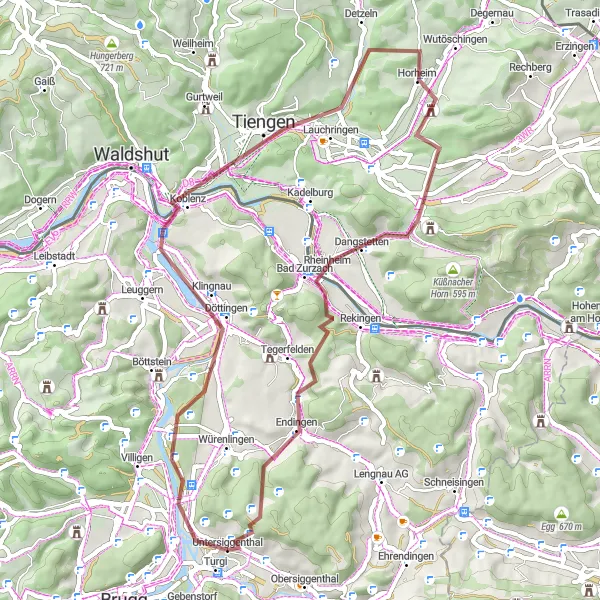 Karten-Miniaturansicht der Radinspiration "Gravel-Tour zum Vitibuckturm und Lauchringen" in Nordwestschweiz, Switzerland. Erstellt vom Tarmacs.app-Routenplaner für Radtouren