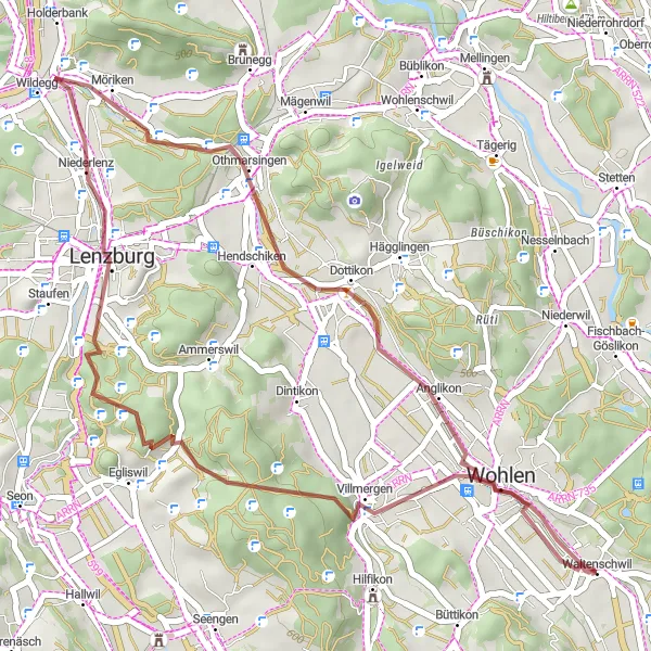 Miniatura mapy "Trasa poza utarte szlaki" - trasy rowerowej w Nordwestschweiz, Switzerland. Wygenerowane przez planer tras rowerowych Tarmacs.app