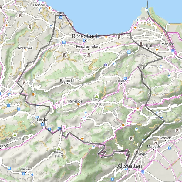 Miniaturní mapa "Road Route from Altstätten to Altstätten" inspirace pro cyklisty v oblasti Ostschweiz, Switzerland. Vytvořeno pomocí plánovače tras Tarmacs.app