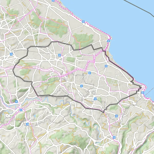 Mapa miniatúra "Road Cycling Route Around Arbon" cyklistická inšpirácia v Ostschweiz, Switzerland. Vygenerované cyklistickým plánovačom trás Tarmacs.app