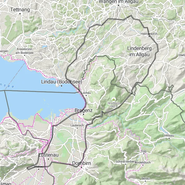 Miniatuurkaart van de fietsinspiratie "Weg en Natuur Fietsroute" in Ostschweiz, Switzerland. Gemaakt door de Tarmacs.app fietsrouteplanner