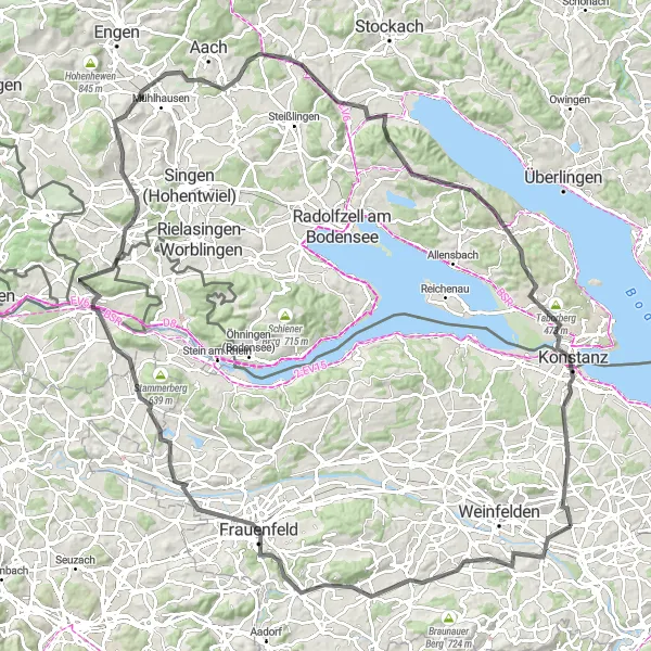 Miniaturekort af cykelinspirationen "Kyst-til-kyst eventyr gennem maleriske landskaber" i Ostschweiz, Switzerland. Genereret af Tarmacs.app cykelruteplanlægger
