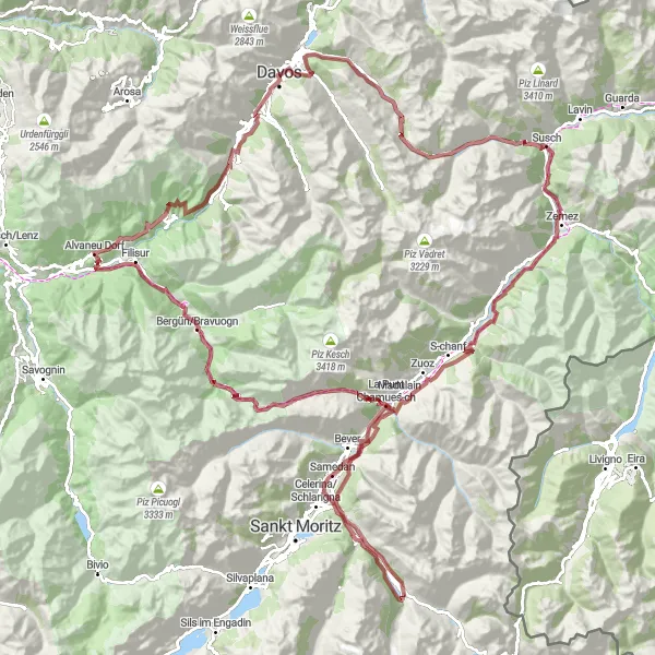 Kartminiatyr av "Lang grustur gjennom Ostschweiz" sykkelinspirasjon i Ostschweiz, Switzerland. Generert av Tarmacs.app sykkelrutoplanlegger