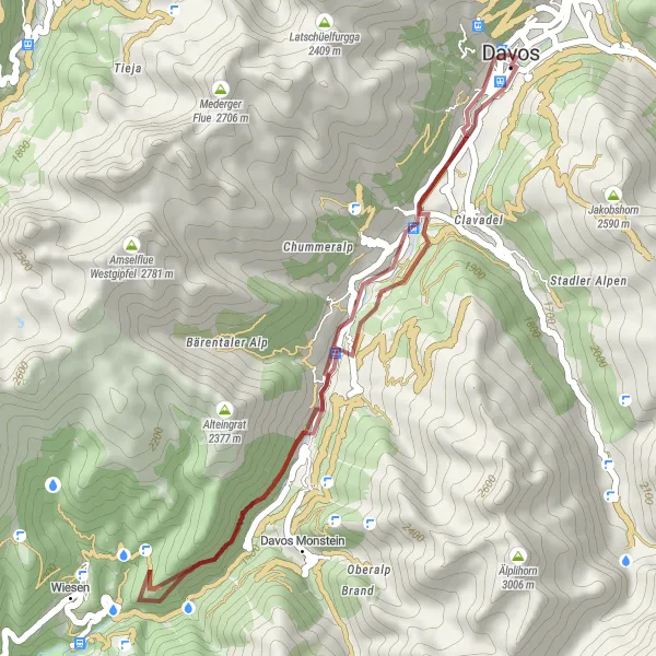 Mapa miniatúra "Zaujímavá trasa po Jenisbergu" cyklistická inšpirácia v Ostschweiz, Switzerland. Vygenerované cyklistickým plánovačom trás Tarmacs.app