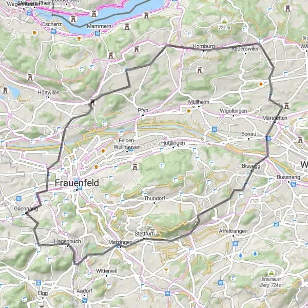 Miniaturekort af cykelinspirationen "Landevejscykelrute til Märstetten" i Ostschweiz, Switzerland. Genereret af Tarmacs.app cykelruteplanlægger