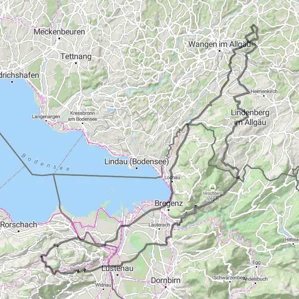 Miniature de la carte de l'inspiration cycliste "Tour épique de Heiden à Wolfhalden" dans la Ostschweiz, Switzerland. Générée par le planificateur d'itinéraire cycliste Tarmacs.app