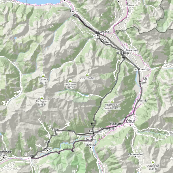 Miniaturní mapa "Cestování po silnici kolem Kunkelspass" inspirace pro cyklisty v oblasti Ostschweiz, Switzerland. Vytvořeno pomocí plánovače tras Tarmacs.app