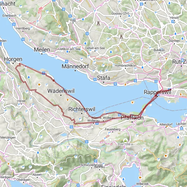 Miniatua del mapa de inspiración ciclista "Ruta de Gravel por Ostschweiz" en Ostschweiz, Switzerland. Generado por Tarmacs.app planificador de rutas ciclistas