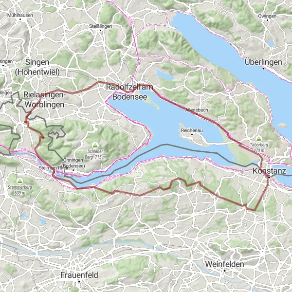 Miniature de la carte de l'inspiration cycliste "Aventure panoramique autour du lac de Constance" dans la Ostschweiz, Switzerland. Générée par le planificateur d'itinéraire cycliste Tarmacs.app