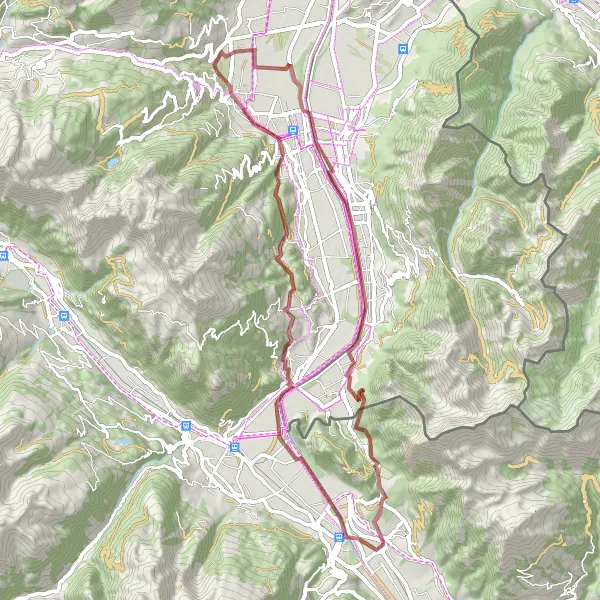 Miniaturní mapa "Gravelový okruh skrz přírodu" inspirace pro cyklisty v oblasti Ostschweiz, Switzerland. Vytvořeno pomocí plánovače tras Tarmacs.app