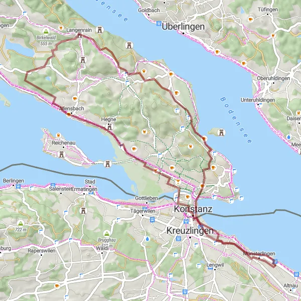 Mapa miniatúra "Jazda po Schloß Langenrain a okolí" cyklistická inšpirácia v Ostschweiz, Switzerland. Vygenerované cyklistickým plánovačom trás Tarmacs.app