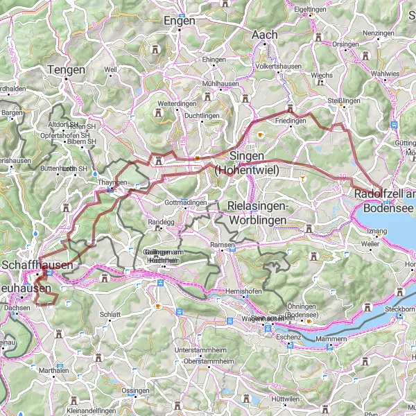 Map miniature of "Neuhausen - Lake Cycling" cycling inspiration in Ostschweiz, Switzerland. Generated by Tarmacs.app cycling route planner