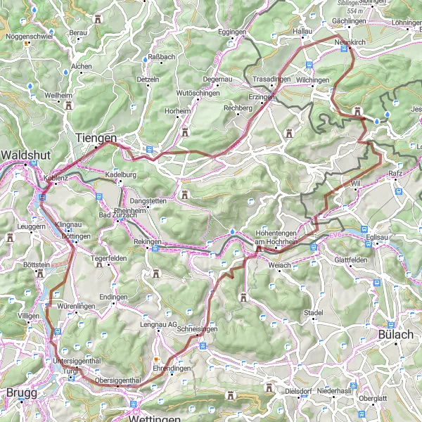 Miniature de la carte de l'inspiration cycliste "Aventure Gravel à travers les Vignobles" dans la Ostschweiz, Switzerland. Générée par le planificateur d'itinéraire cycliste Tarmacs.app