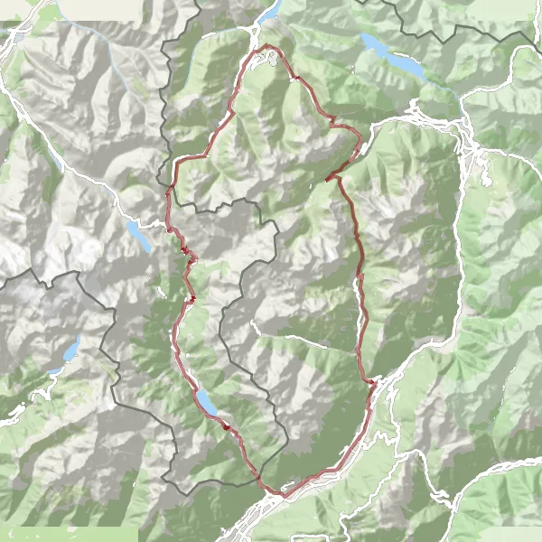 Miniatura mapy "Wycieczka gravelowa przez alpejskie szczyty" - trasy rowerowej w Ostschweiz, Switzerland. Wygenerowane przez planer tras rowerowych Tarmacs.app