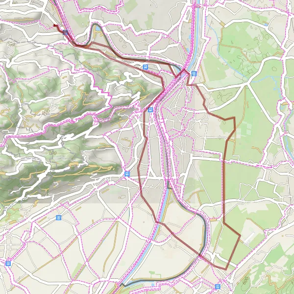 Miniaturní mapa "Gravel Route to St. Margrethen" inspirace pro cyklisty v oblasti Ostschweiz, Switzerland. Vytvořeno pomocí plánovače tras Tarmacs.app