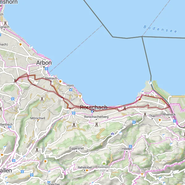 Miniatua del mapa de inspiración ciclista "Ruta de Grava Roggwil - Steinach" en Ostschweiz, Switzerland. Generado por Tarmacs.app planificador de rutas ciclistas